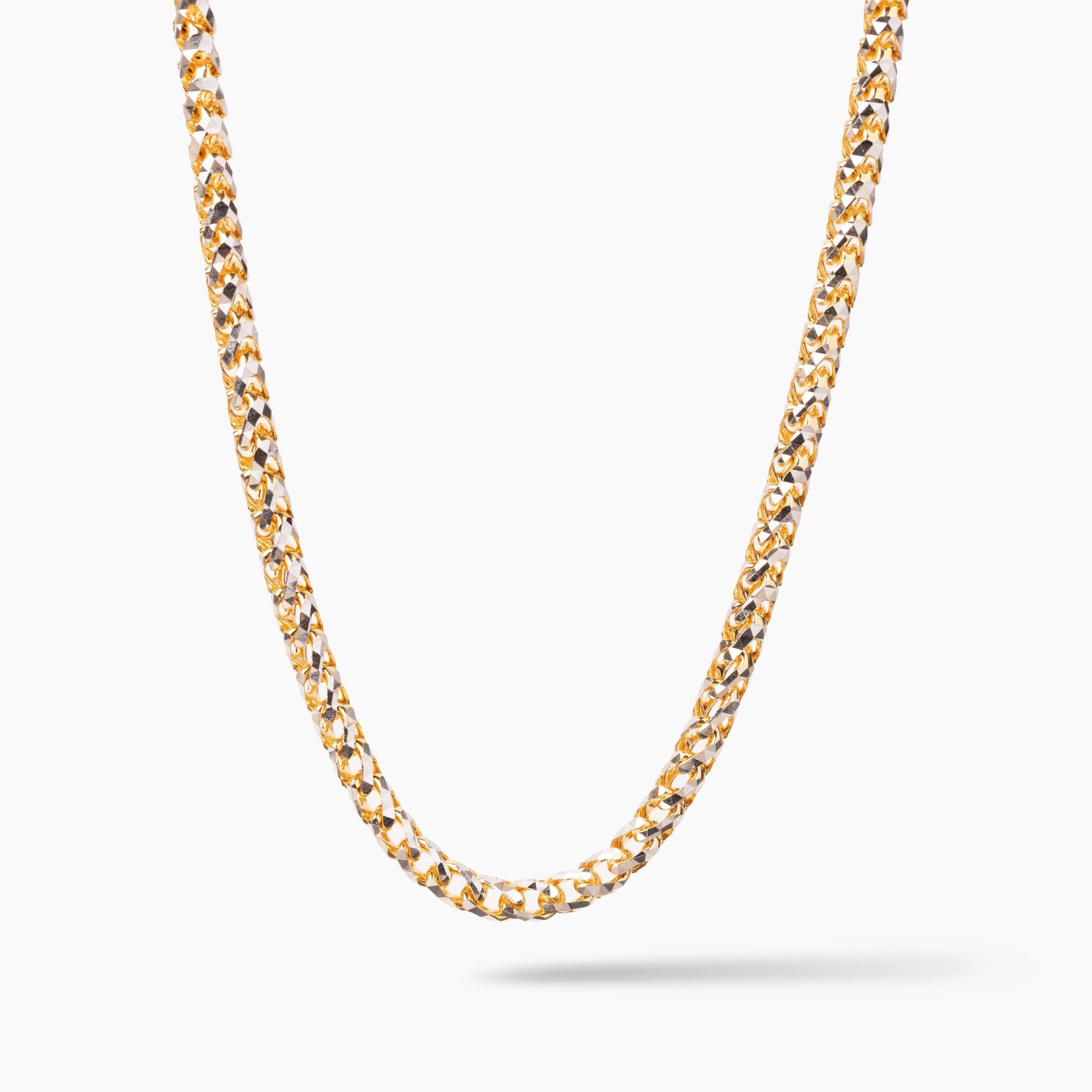Semi Solid Diamond Cut Franco Chain 14K White Gold
