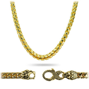 5mm diamond cut franco chain with the Proclamation Jewelry lion and snake clasp