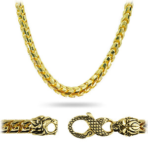 7mm diamond cut franco chain with the Proclamation Jewelry lion and snake clasp