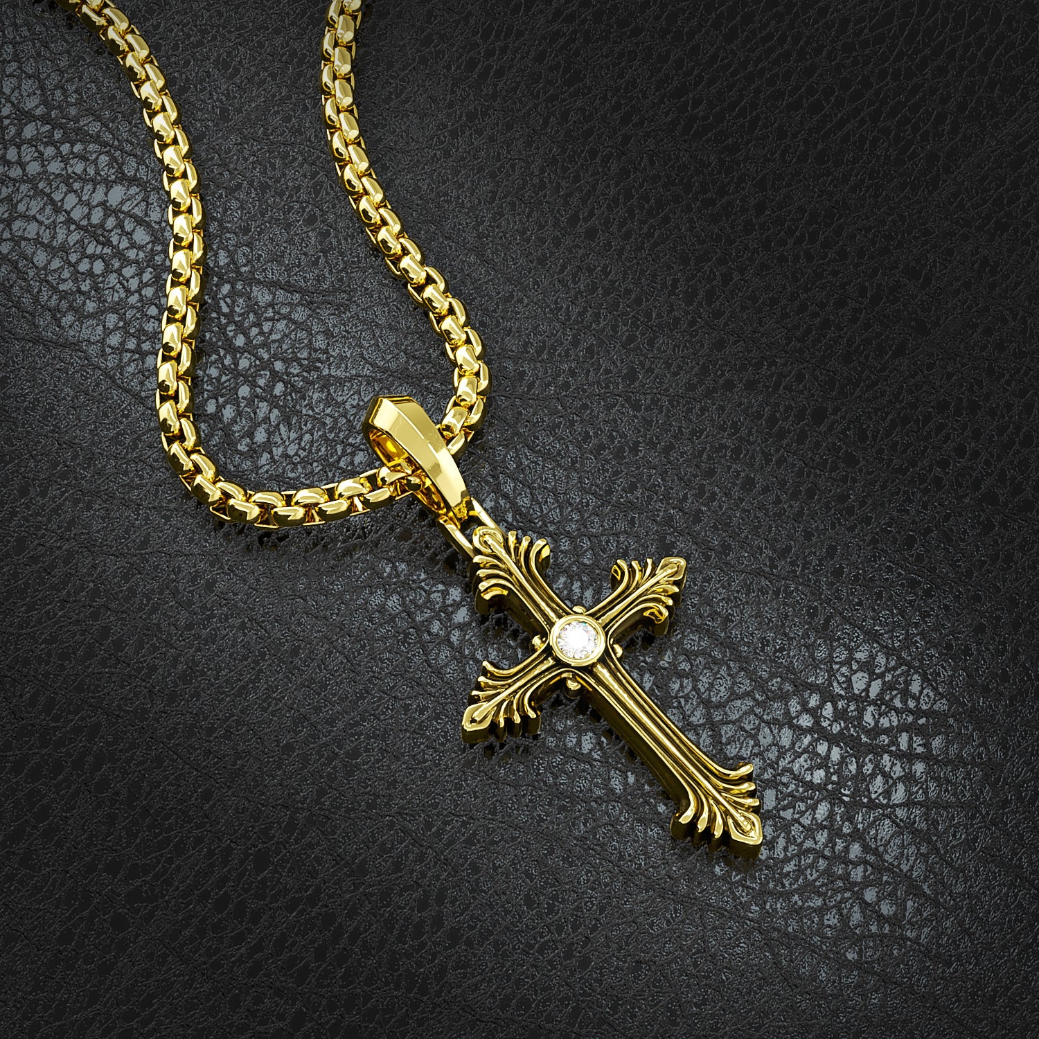Glory Solid Gold Cross Pendant with Diamonds by Proclamation Jewelry Small