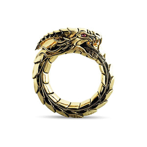 Gold dragon ring with ruby eyes
