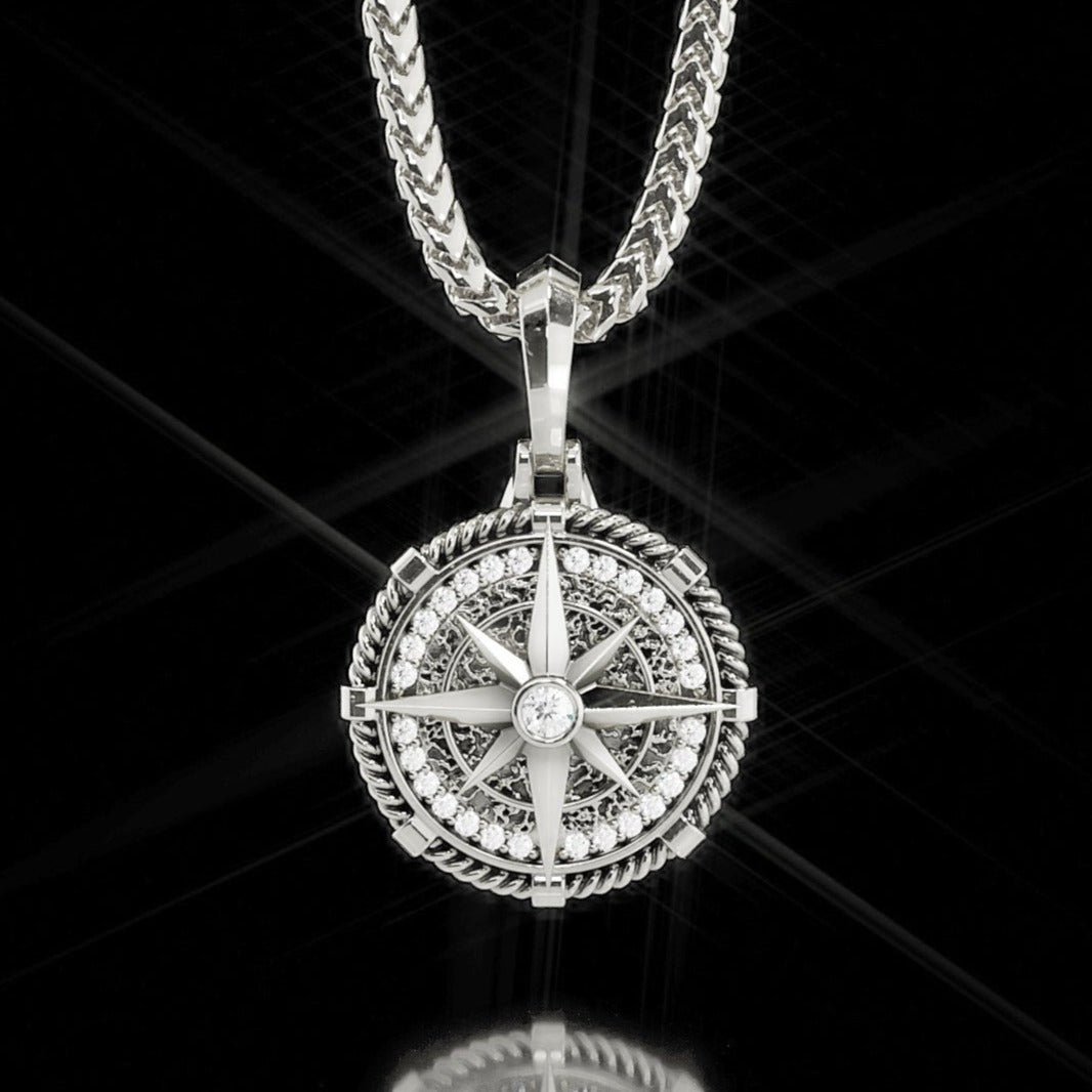 Tiny Diamond Compass Rose Necklace – CJ Inc.