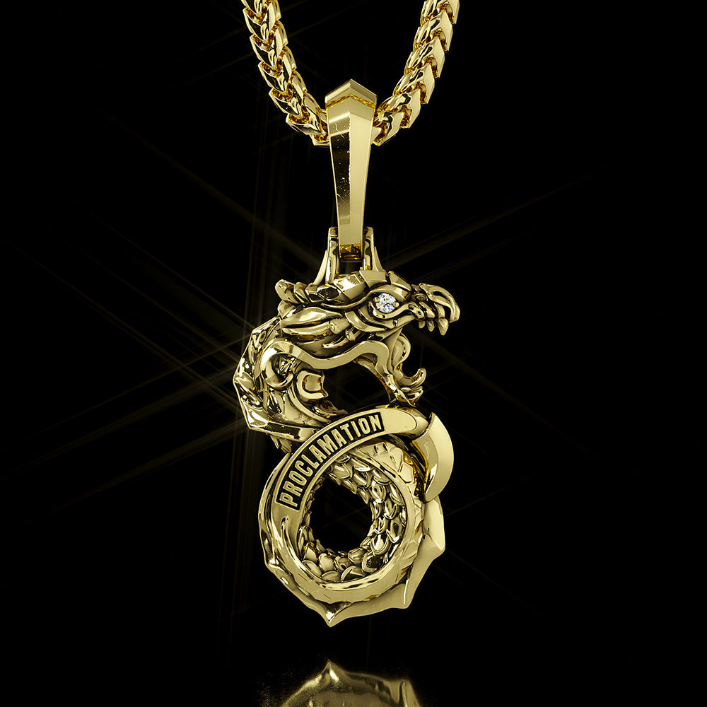 6.5mm Diamond Cut Franco Chain, 18K Gold Chain Men’s Solid Gold Necklace 26 Inches / Lion & Snake Clasp