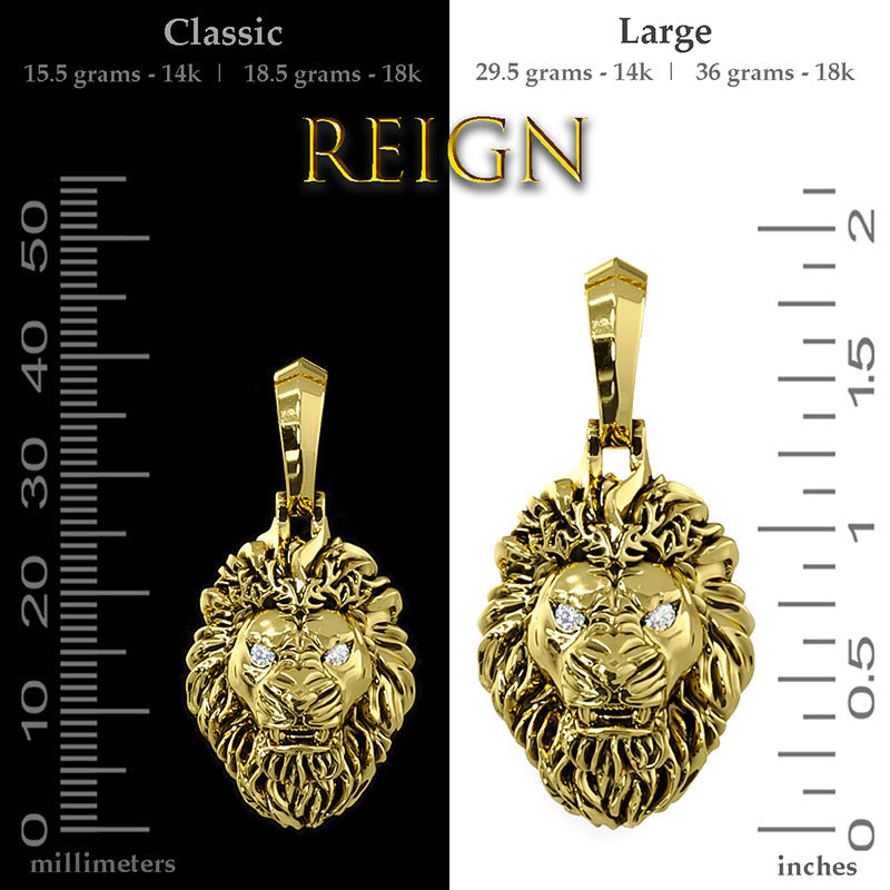 Crowned Lion Head Pendant Yellow Gold Diamonds Proclamation Jewelry