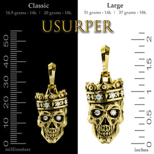 a small and large skull pendant next to each other on a ruler guide