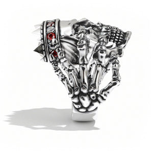 skull ring with diamonds and garnet