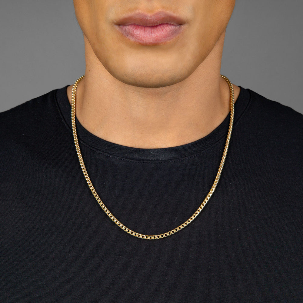 3mm Diamond Cut Franco Chain, 14k Gold Chain Men’s, Solid Gold Chain