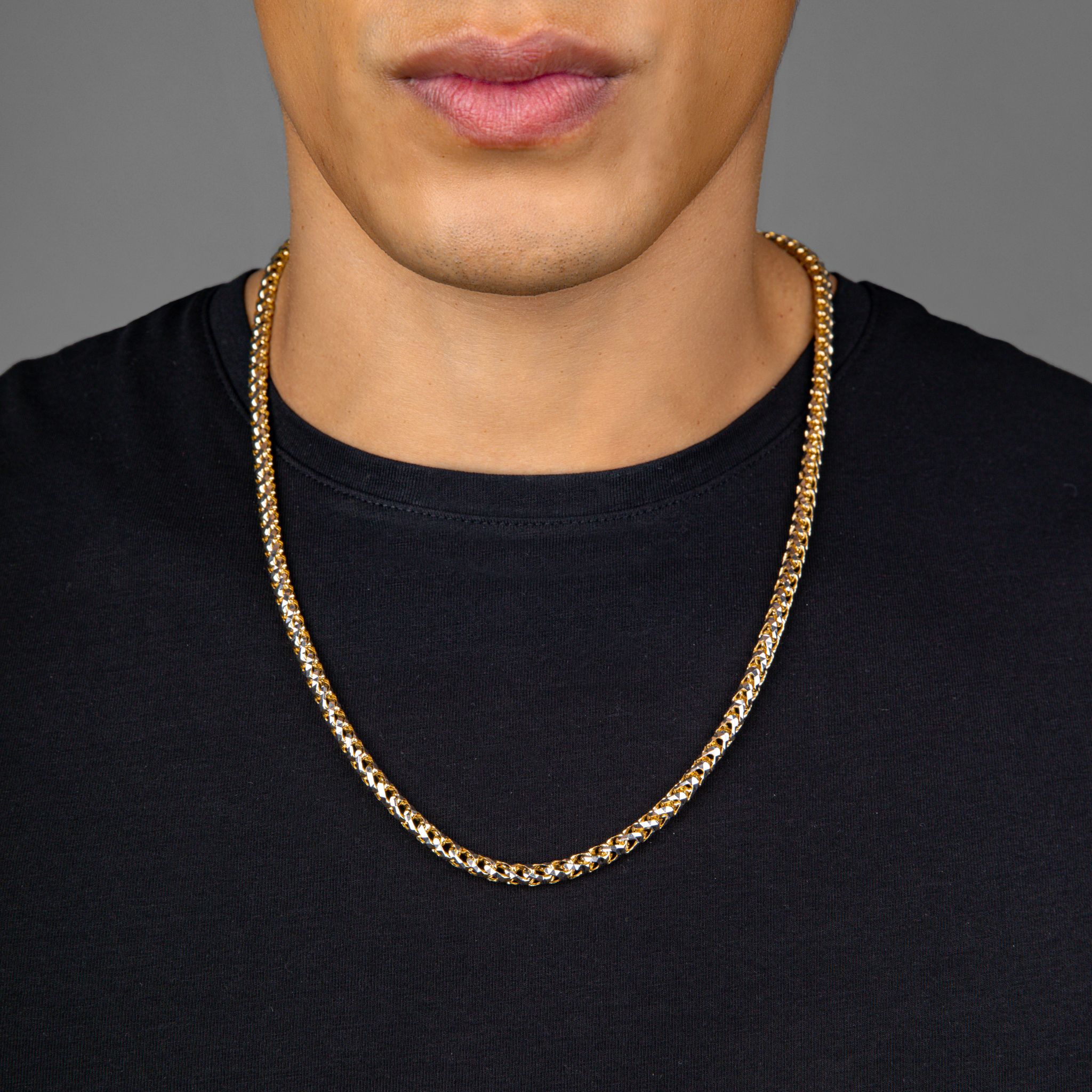 4mm Prism Cut Franco Chain 14k Two Tone Gold