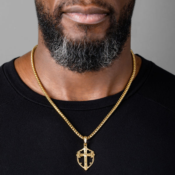 Mens Gold Cross Pendant, 14k Gold Cross Necklace, Proclamation Jewelry