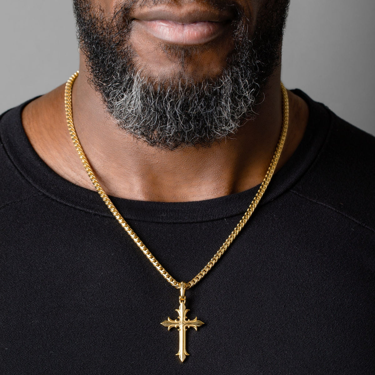 Mens Gold Cross Pendant, 14k Gold Cross Necklace, Proclamation Jewelry