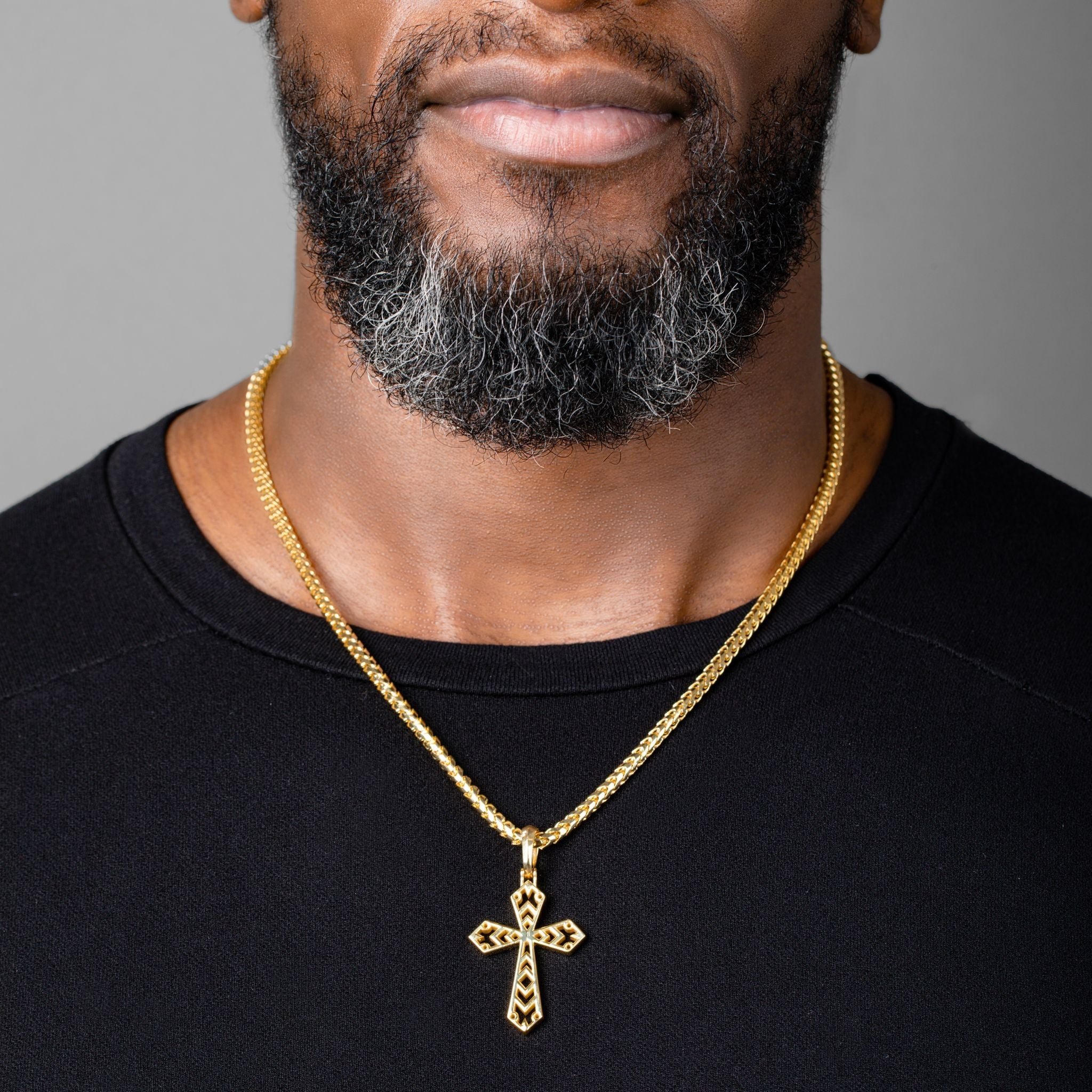 Mens Gold Cross Pendant 14k Gold Cross Necklace Proclamation Jewelry