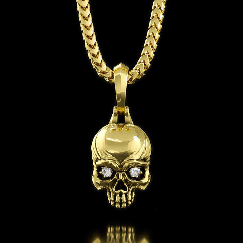 Rock Punk Men CZ Big 3D Shaped Skull Necklace — BFFwholesale