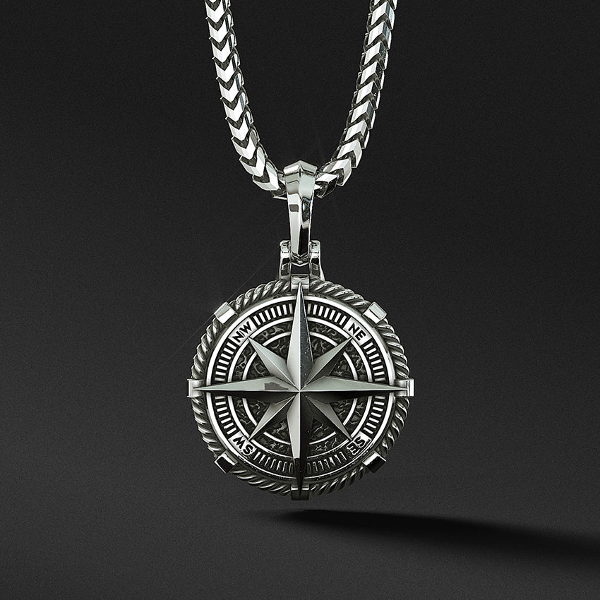 Compass Pendant by Proclamation Jewelry, Silver Mens Compass Necklace