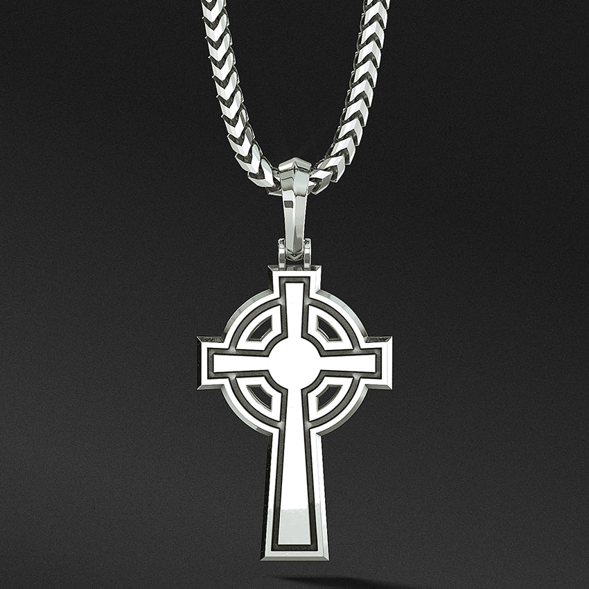 Men's Silver Oxidised Celtic Cross Pendant