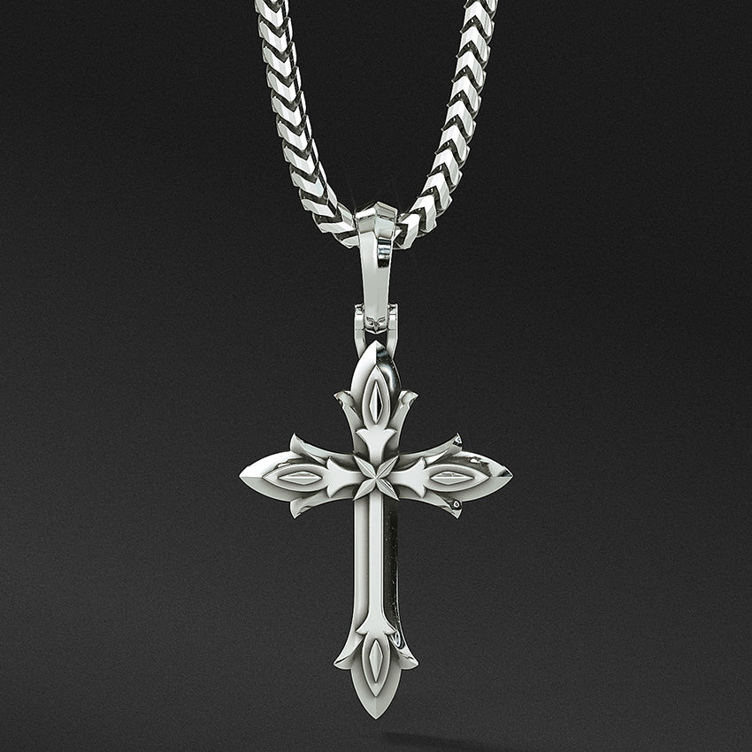 Mens Silver Cross Necklace, Mens Cross Pendant, Proclamation Jewelry