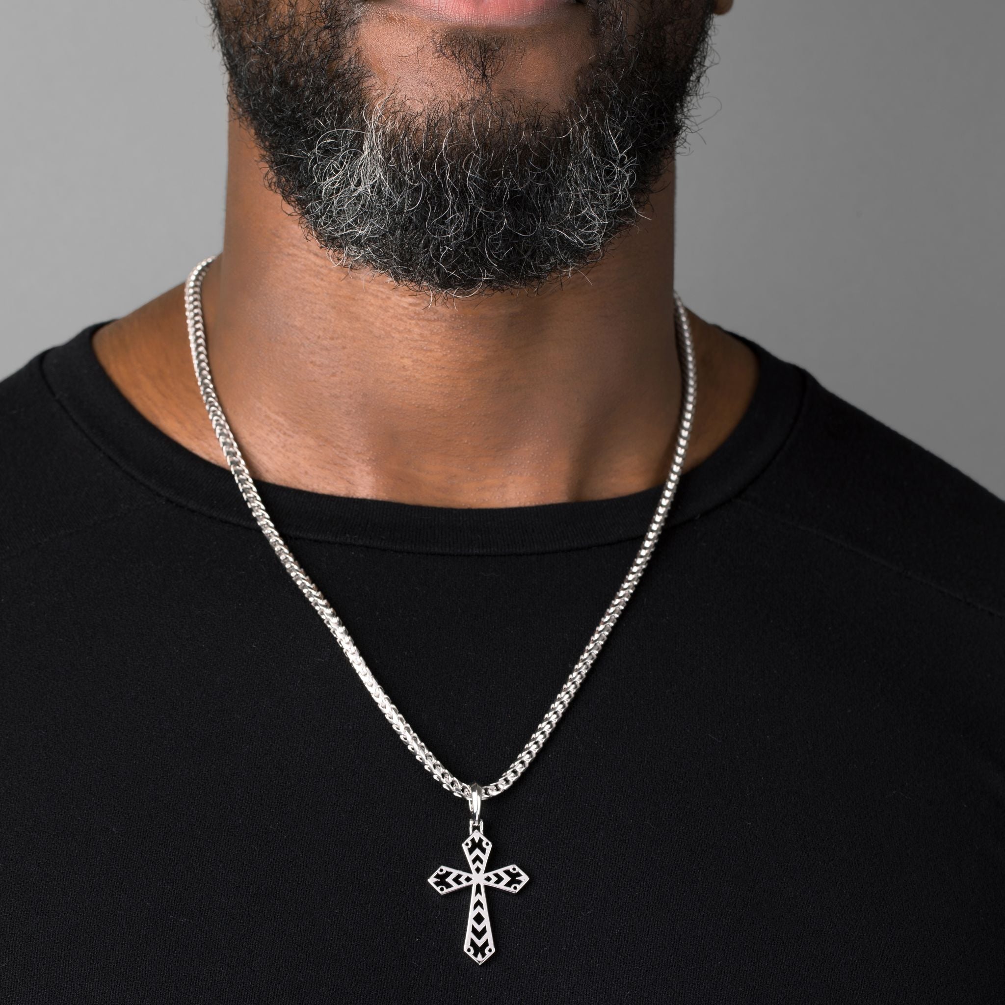 Mens Silver Cross Necklace Mens Cross Pendant Proclamation Jewelry