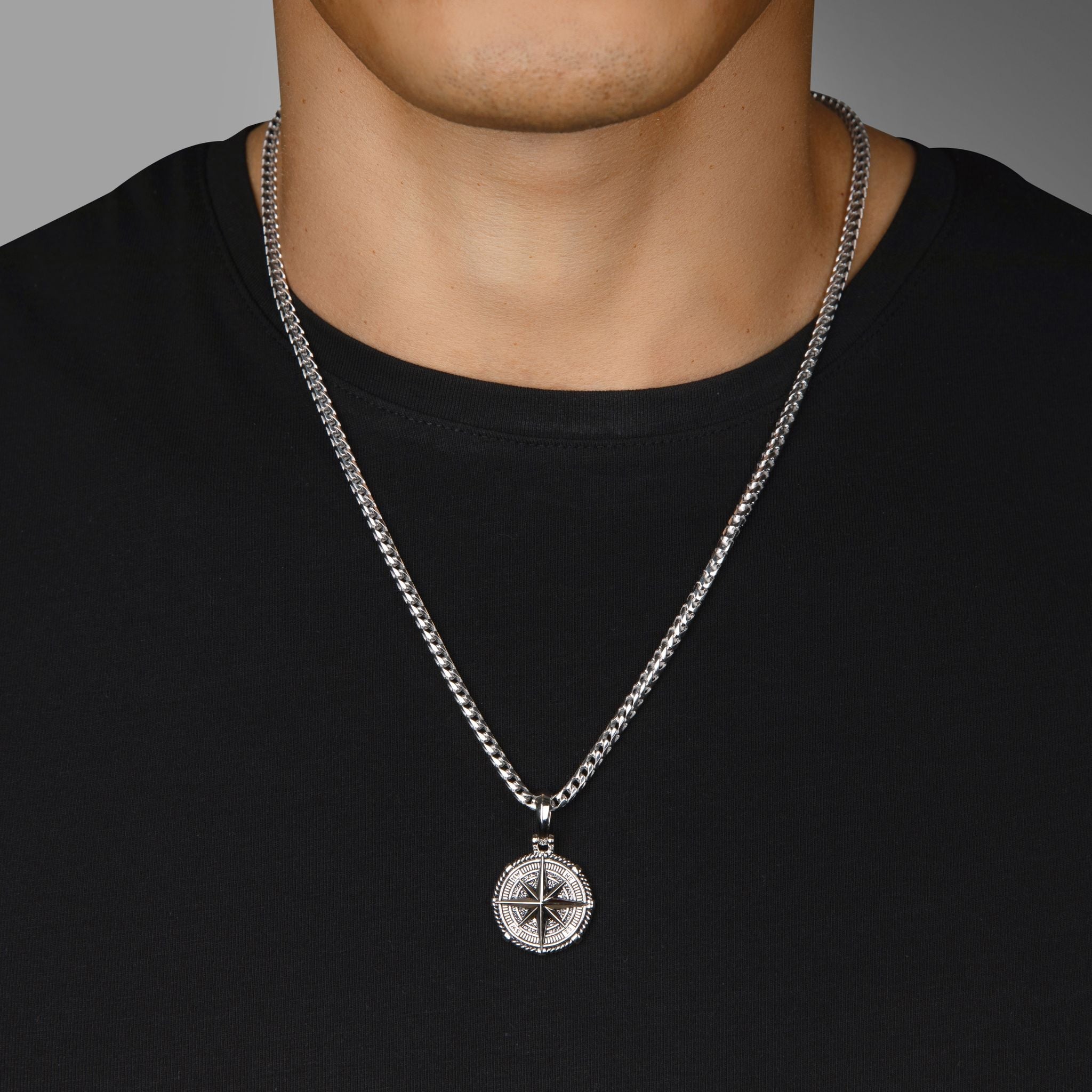 Compass Pendant by Proclamation Jewelry, Silver Mens Compass Necklace