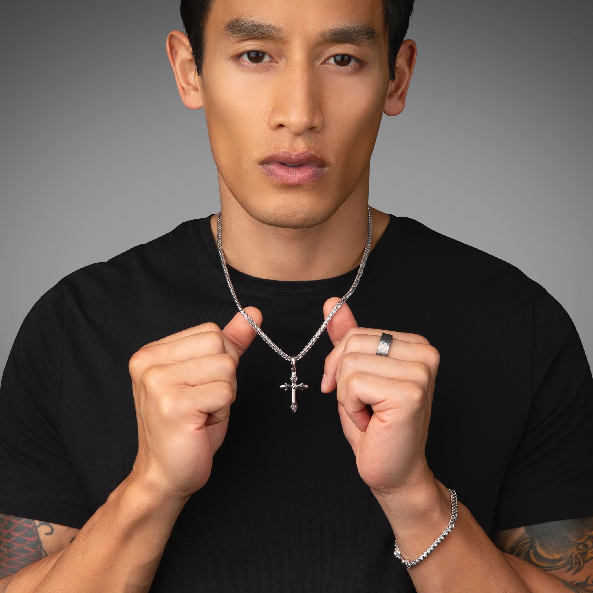 Mens Silver Cross Necklace Mens Cross Pendant Proclamation Jewelry