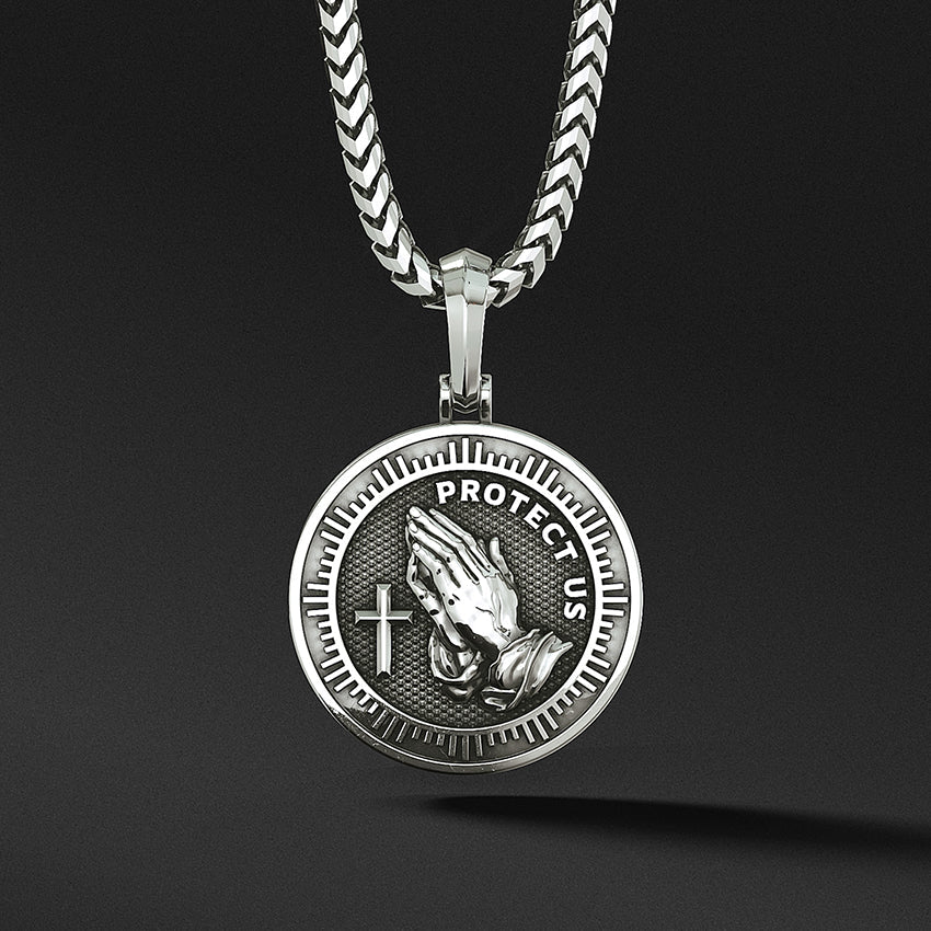 Men's Sterling Silver Locket Necklace - Heart of Courage