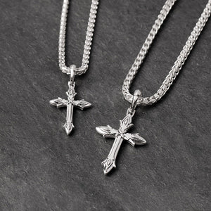 Mens Silver Cross Necklace, Mens Cross Pendant, Proclamation Jewelry