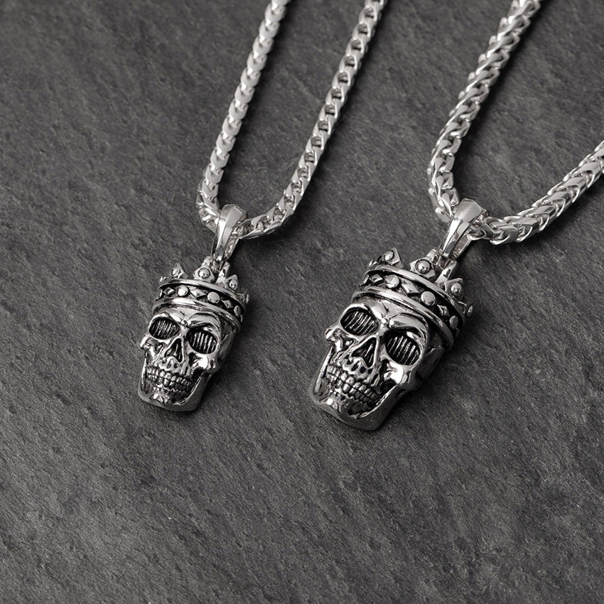 Imperium Men's Silver Crowned Skull Necklace by Proclamation Jewelry